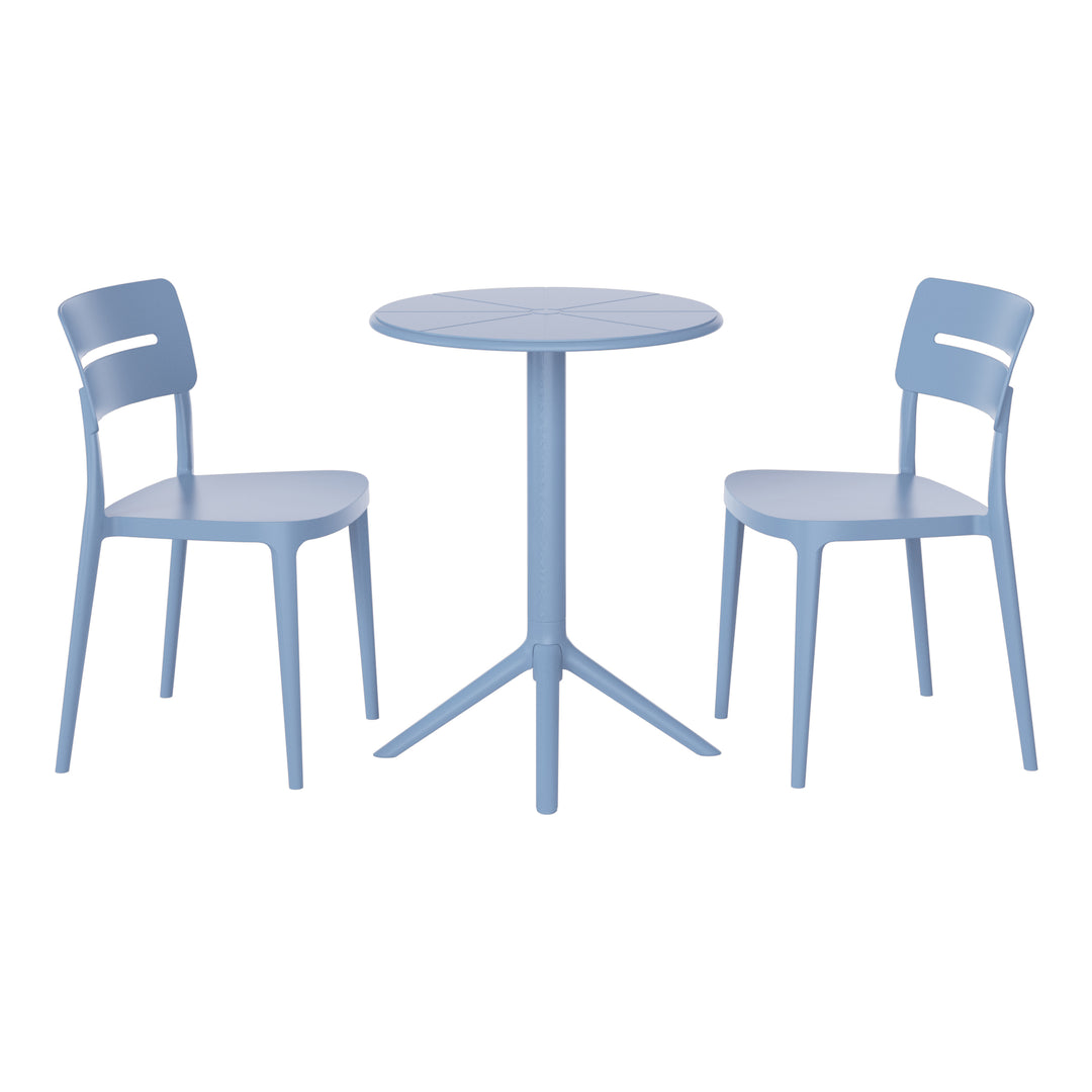 Playa 3-Piece Outdoor Resin Patio Bistro Set with Stackable Patio Dining Chairs