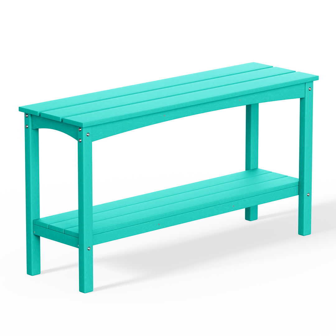 Malibu 55" Outdoor Patio HDPE Adirondack 2-Tier Shelf Console Table