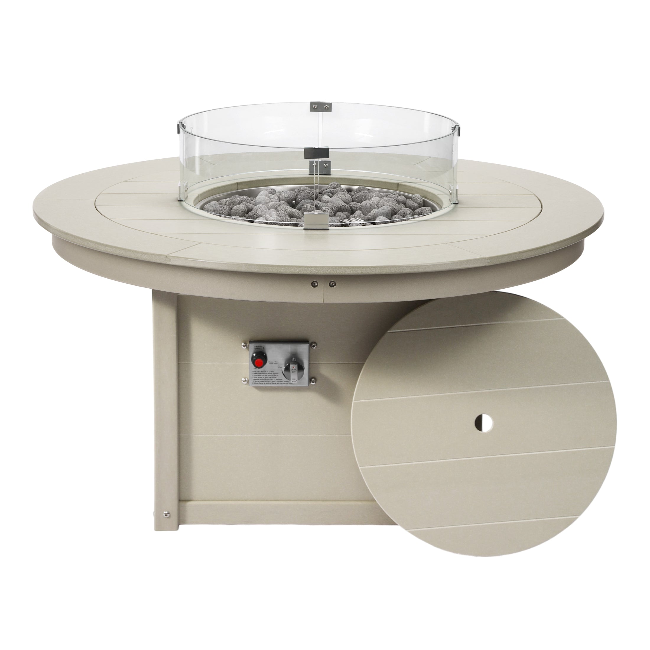 Helios 47" Modern Outdoor 55,000 BTU Patio Propane Round Fire Pit Table
