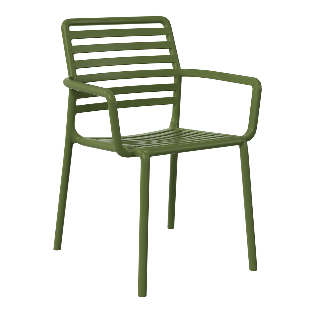 Playa Outdoor Stackable Polypropylene Plastic Resin Dining Armchairs (Set of 4)