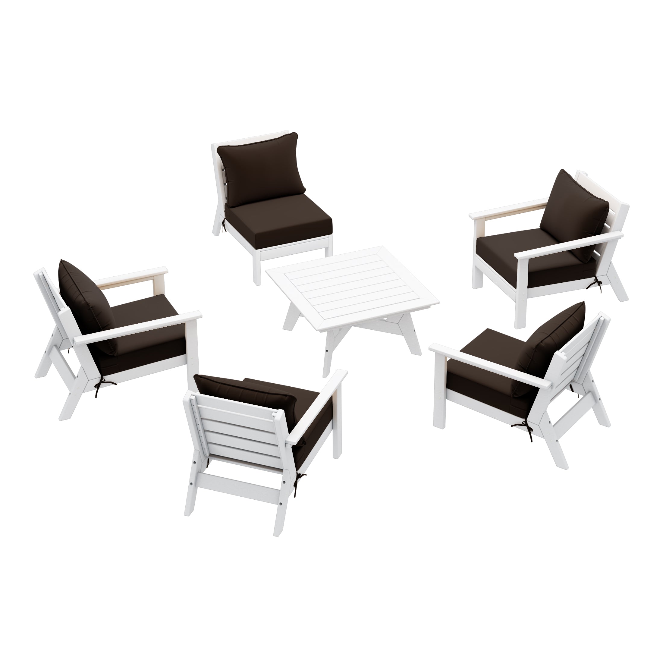Avalon Outdoor 6-Piece Modular Sectional Patio Furniture Sofa Set in White Frame