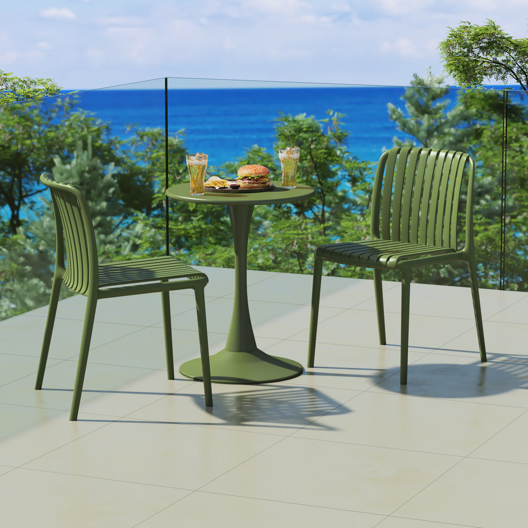 Playa Outdoor Stackable Polypropylene Plastic Dining Side Chairs (Set of 2)
