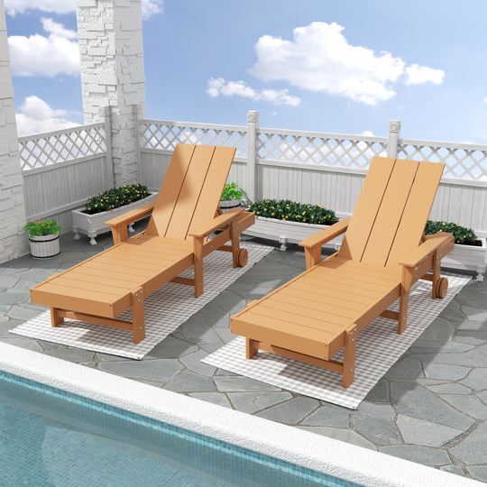 Ashore 2 Piece Reclining Chaise Lounge With Arms & Wheels