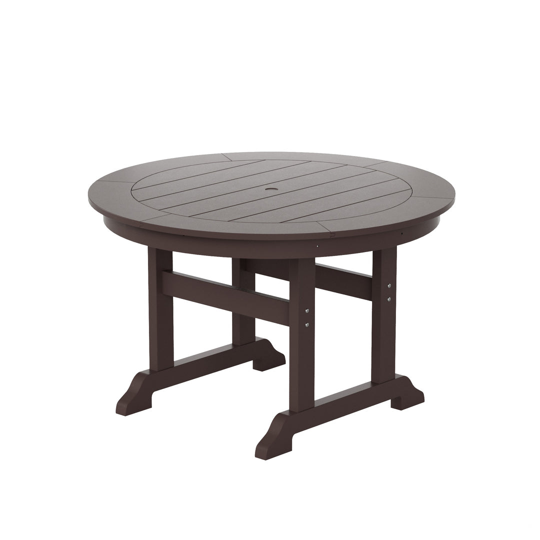 Malibu 5-Piece HDPE Round Patio Dining Table Set with Foldable Chairs