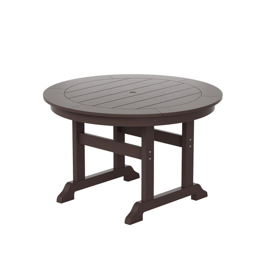 Malibu 5-Piece HDPE Round Patio Dining Table Set with Foldable Chairs