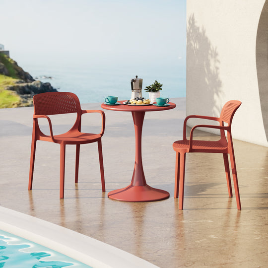 Playa Outdoor Stackable Plastic Resin Patio Dining Armchair (Set of 2)