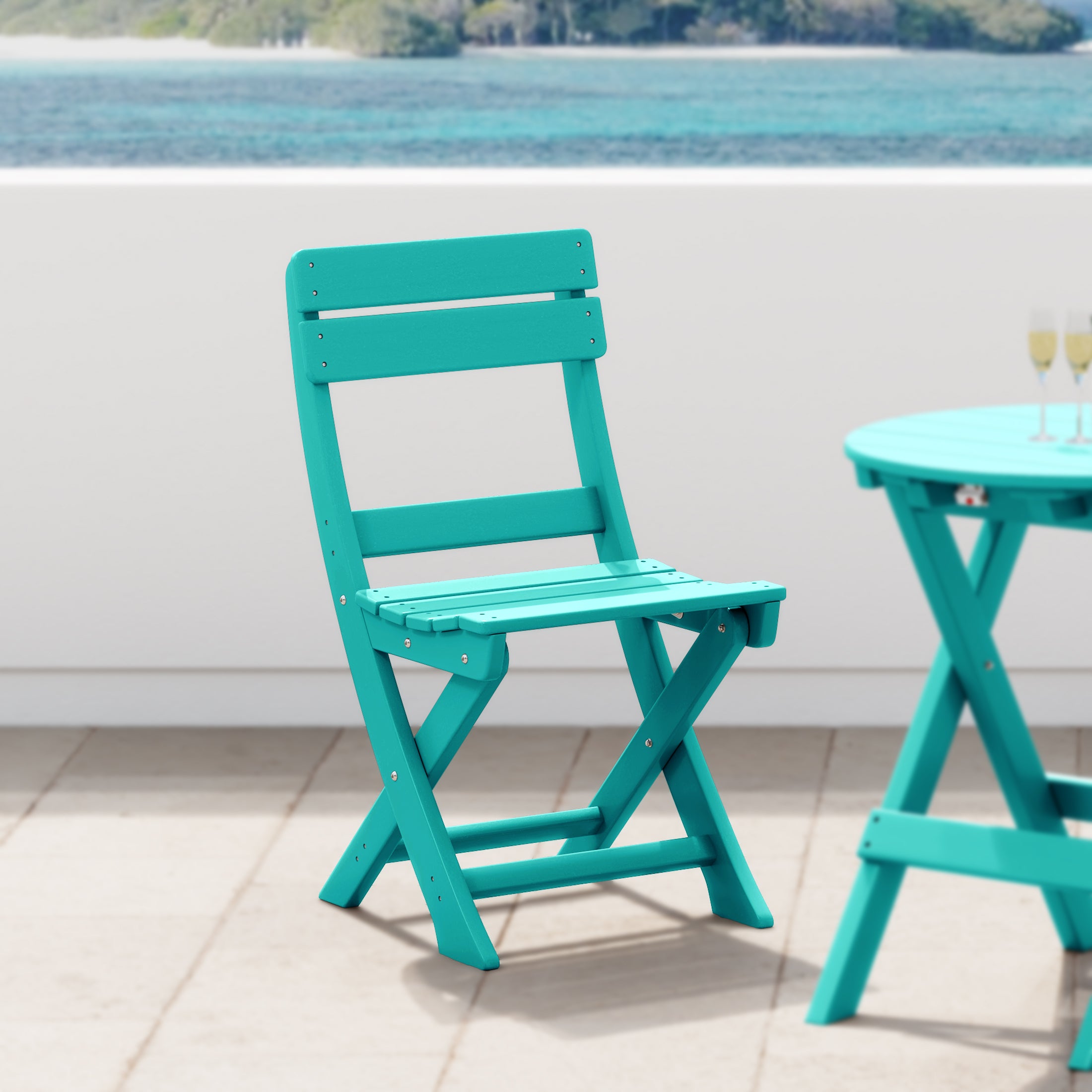 Malibu HDPE Outdoor Patio Modern Folding Dining Chair