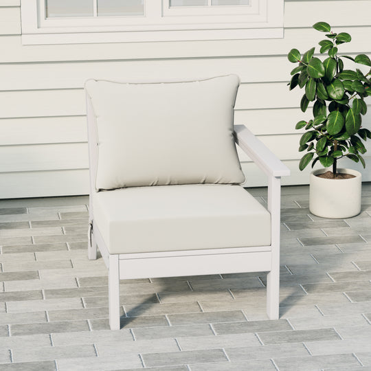 Avalon Outdoor Patio HDPE Right Arm Sectional Corner Club Chair with Patio Cushions