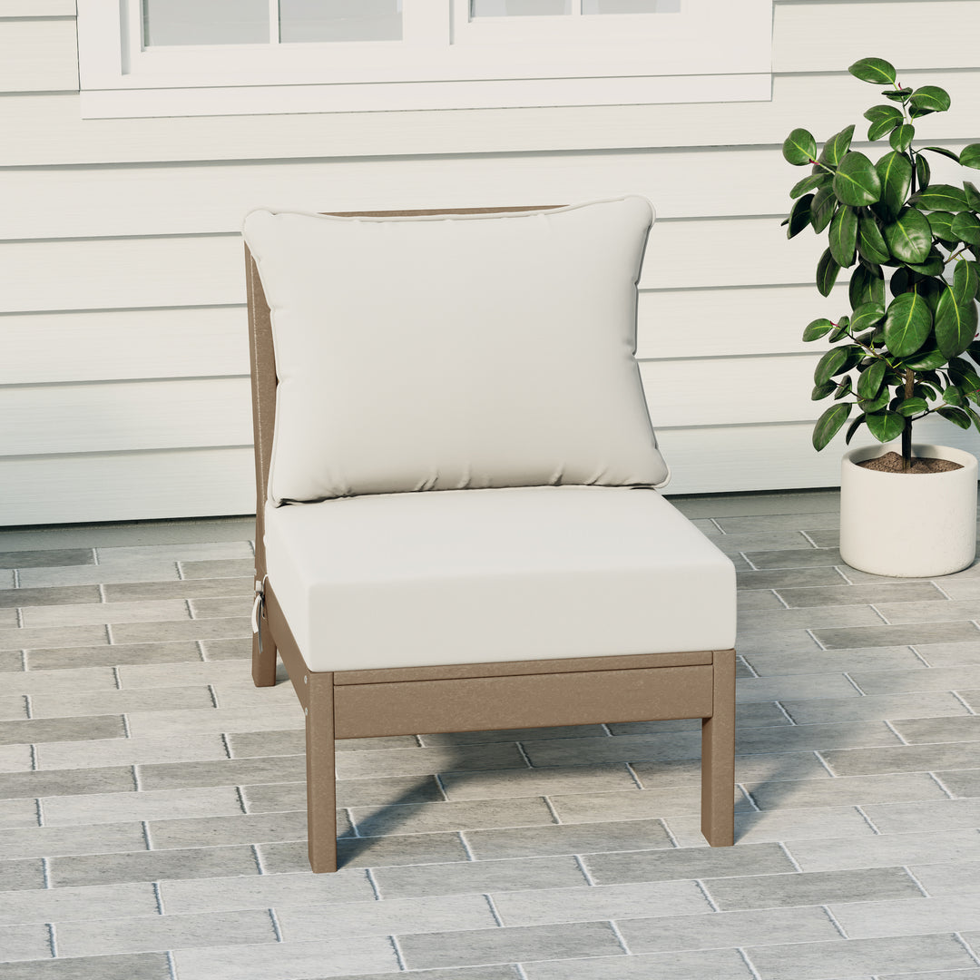 Avalon Outdoor HDPE Deep Seating Modular Armless Patio Chair with Patio Cushions