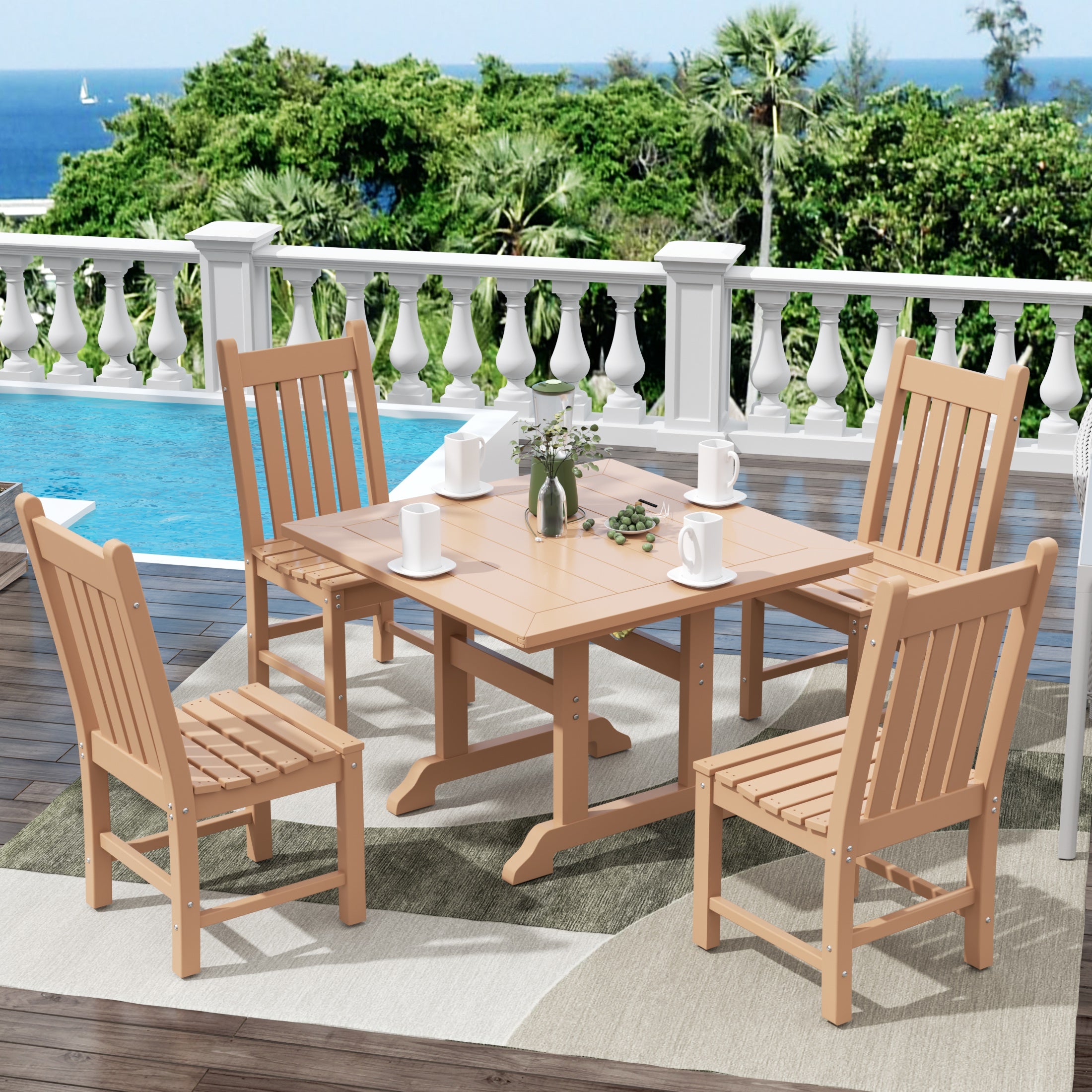 Malibu 5 Piece Outdoor Patio Dining Set Outdoor Square Table and Chair Set