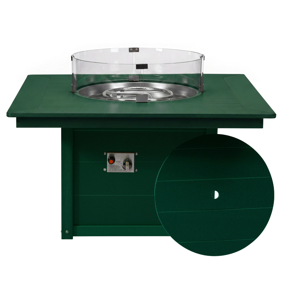 Helios 42" Modern Outdoor Patio Propane Square Fire Pit Table