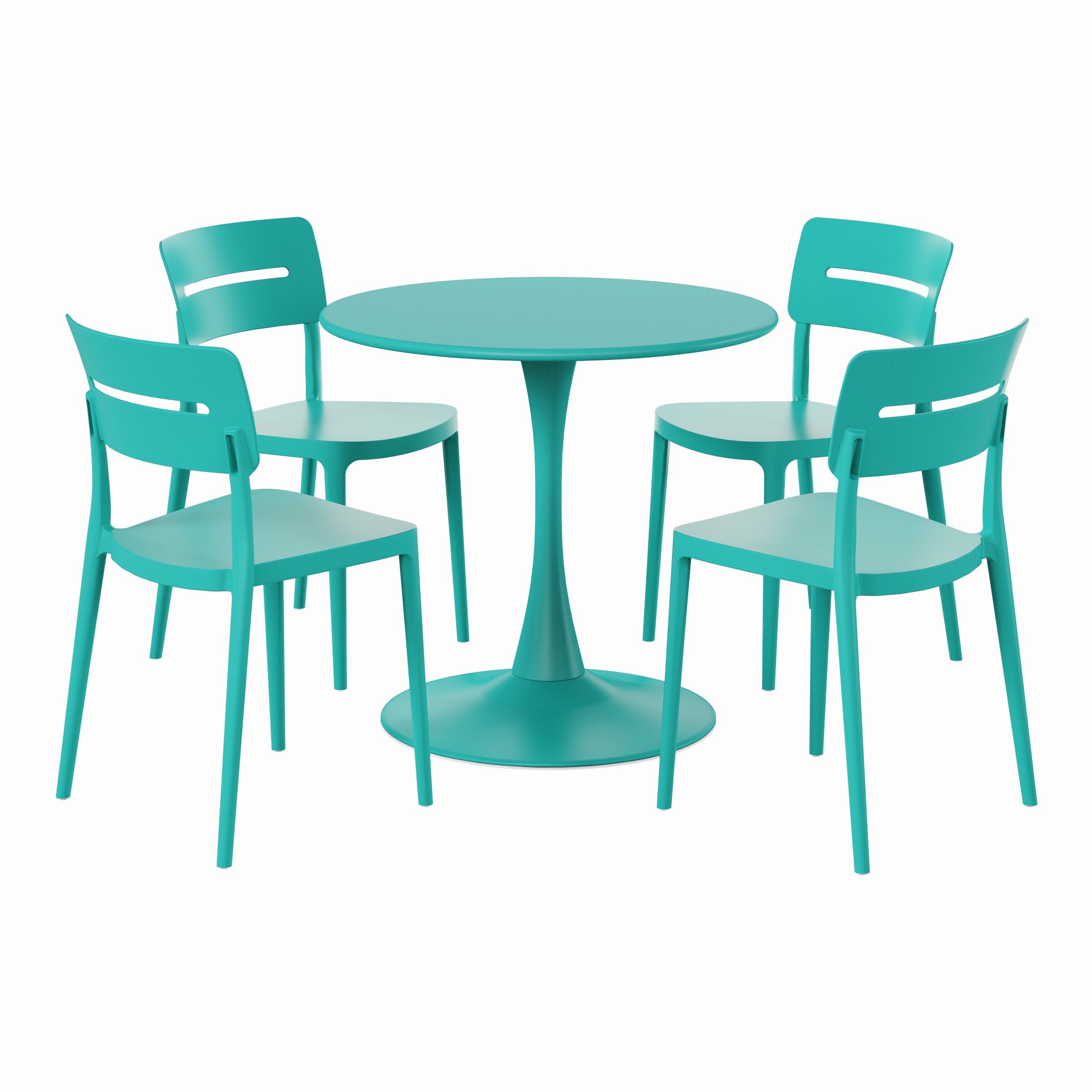 Playa 5-Piece Outdoor Indoor Round Metal Patio Dining Table Set With Stackable Patio Chairs