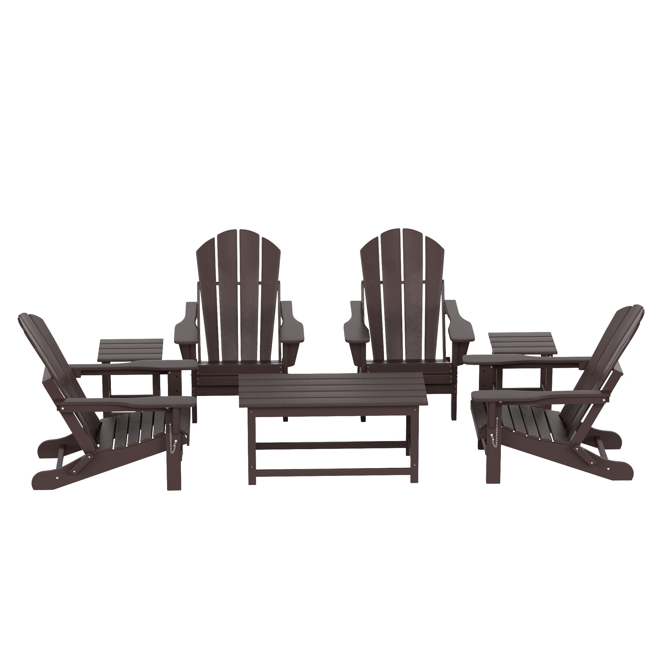 Malibu 7-Piece set Outdoor / Patio Adirondack chairs with a Coffee and t side tables ( 4 seater )