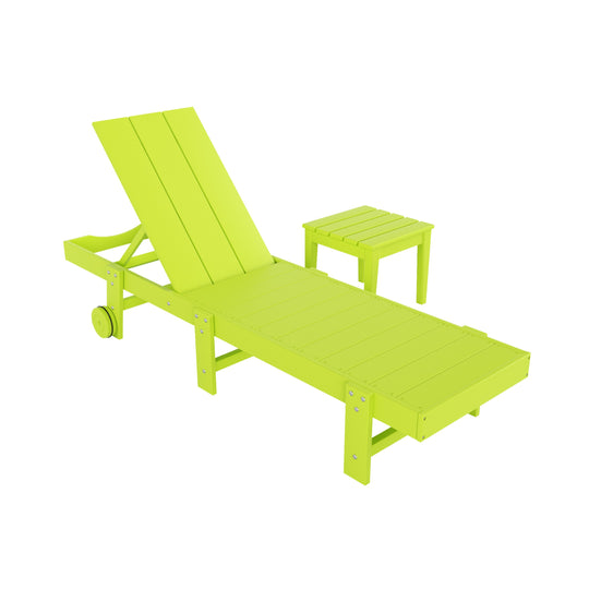 Ashore 2 Piece Modern Poly Reclining Chaise Lounge With Wheels