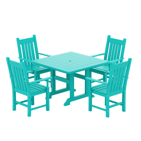 Malibu 5 Piece Outdoor Patio Dining Set Outdoor Square Table and Armchair Set