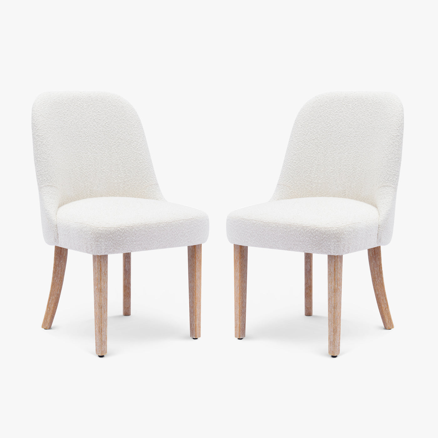 Genevieve Mid-Century Modern Upholstered Boucle Dining Chair (Set of 2)