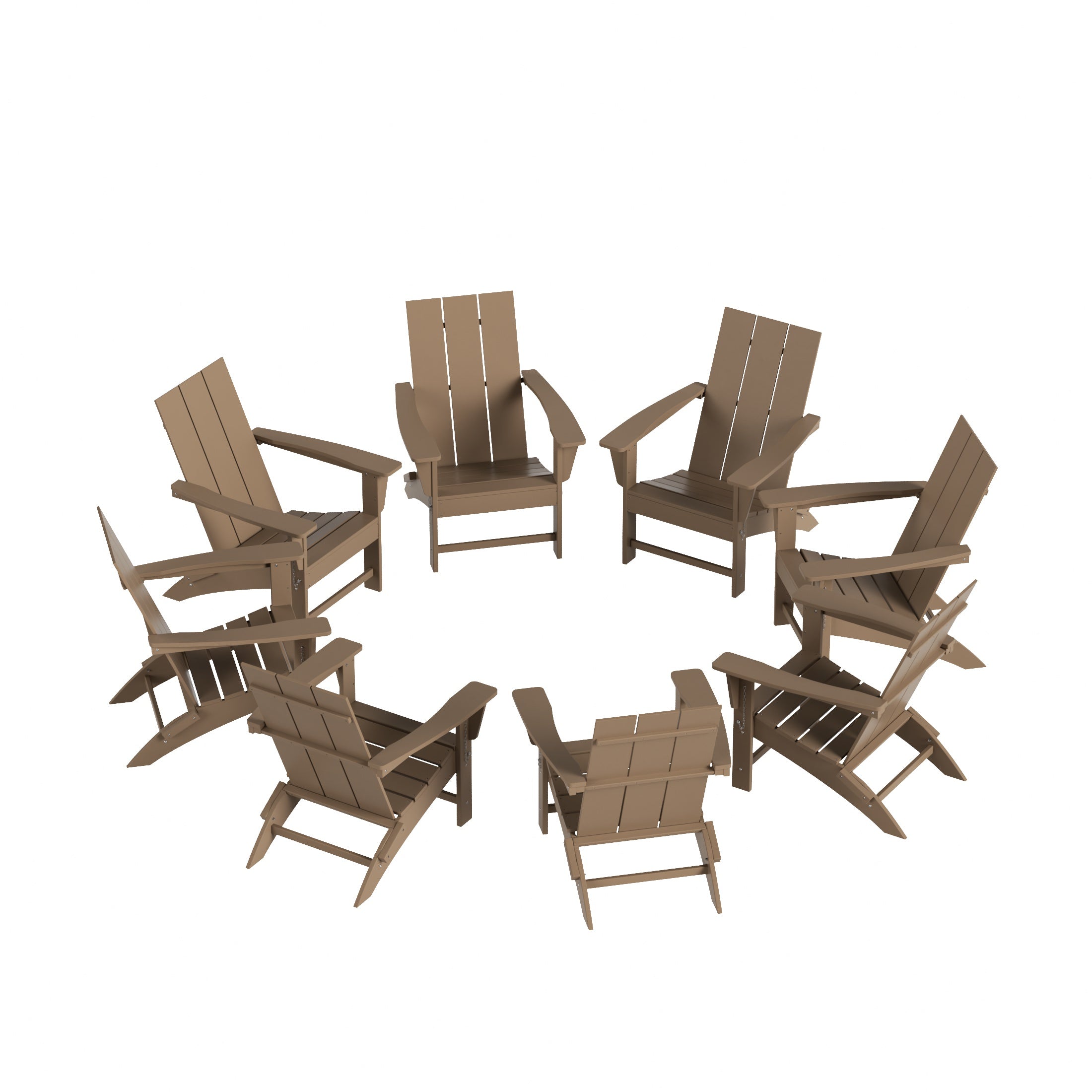 Ashore Modern Poly Folding Adirondack Chair Set (Set of 8)