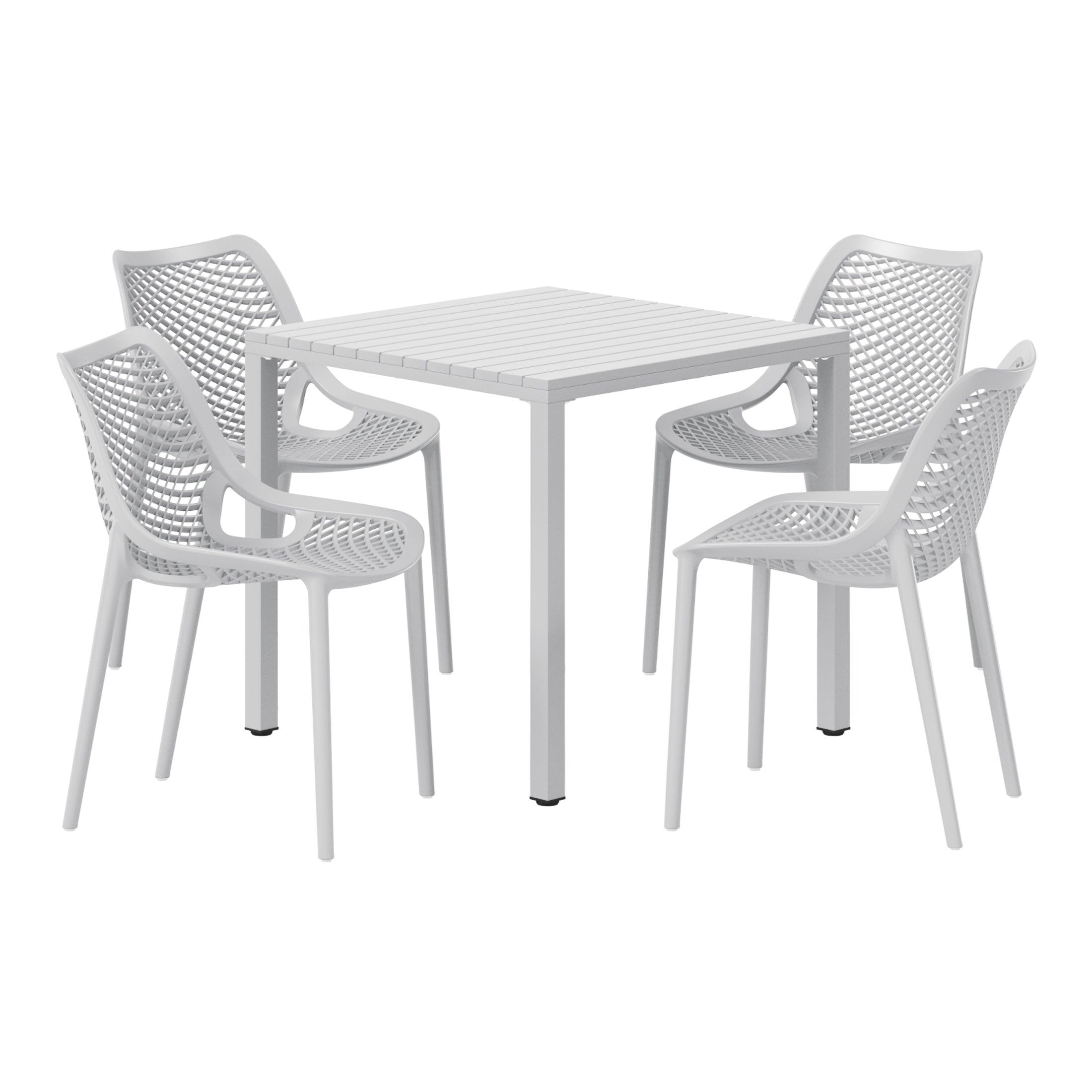 Playa 5-Piece Outdoor Patio Metal Frame Dining Table Set with Stackable Patio Dining Chairs