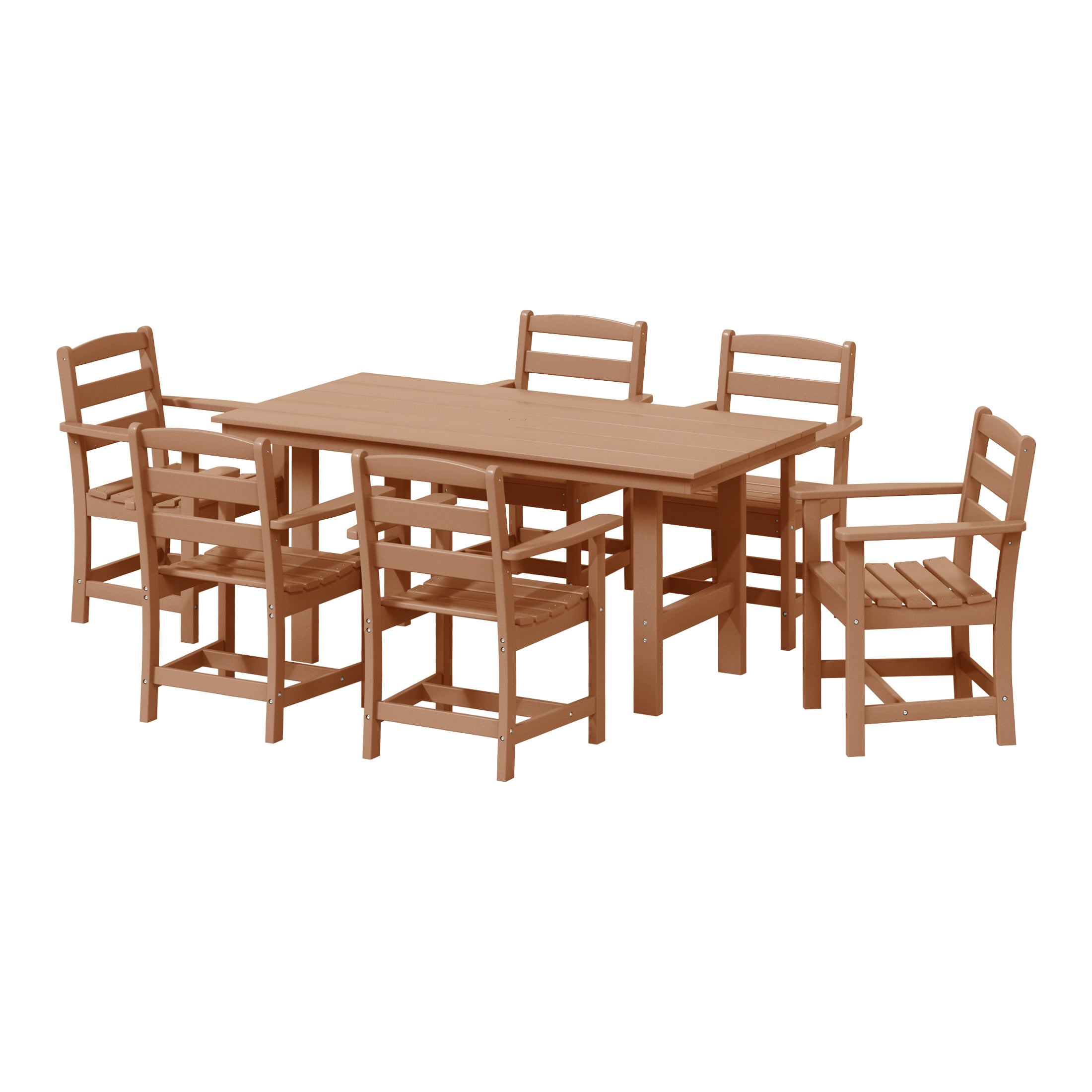 Ashore 7-Piece HDPE Outdoor Rectangular Patio Dining Table Set