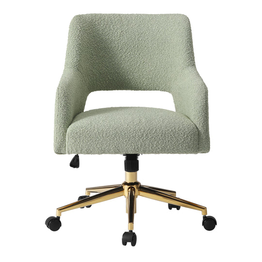Genevieve Mid-Century Modern Swivel Office Vanity Chair with Wheels