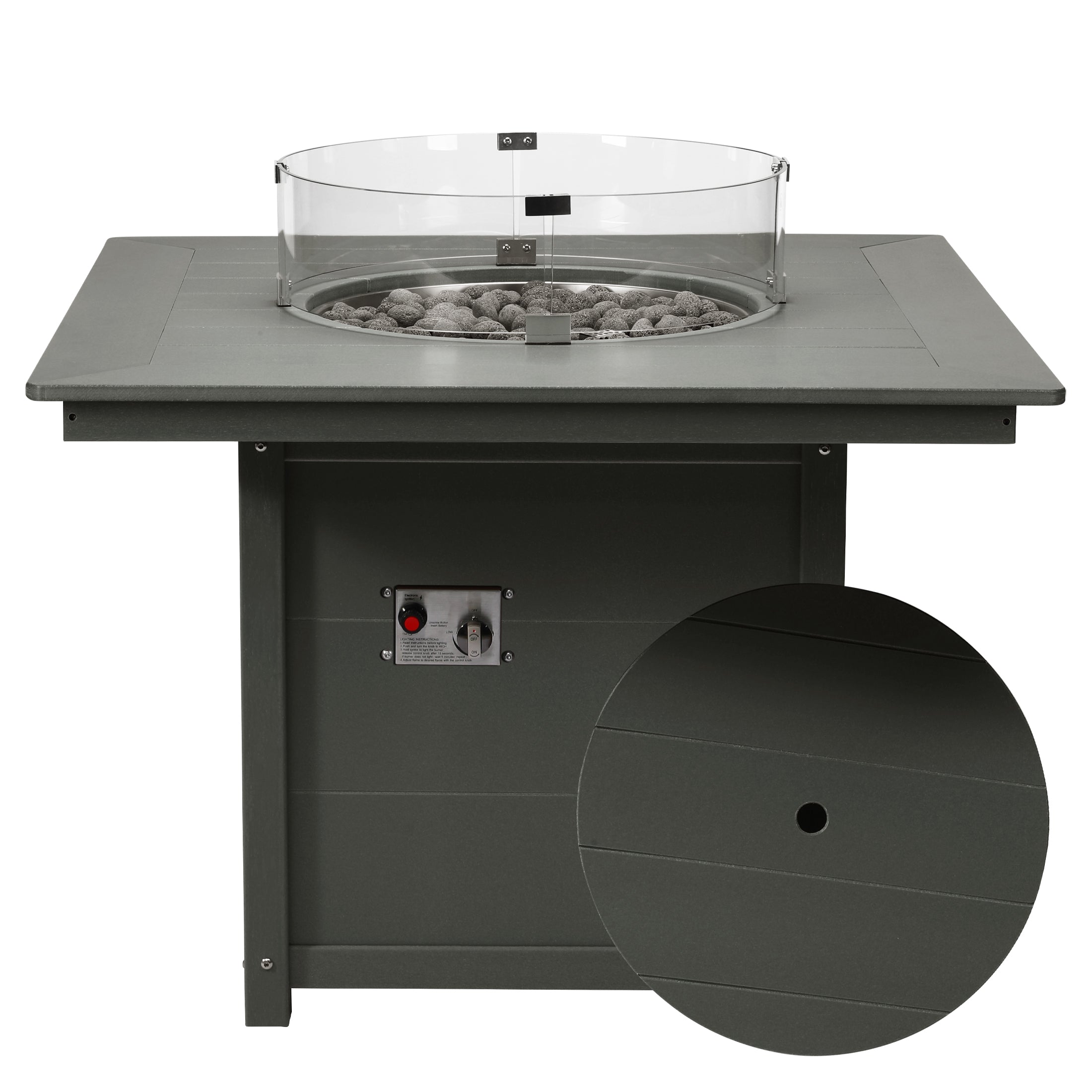 Helios Modern Outdoor Patio Propane 42" Square Fire Pit Table