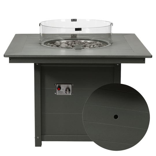 Helios Modern Outdoor Patio Propane 42" Square Fire Pit Table