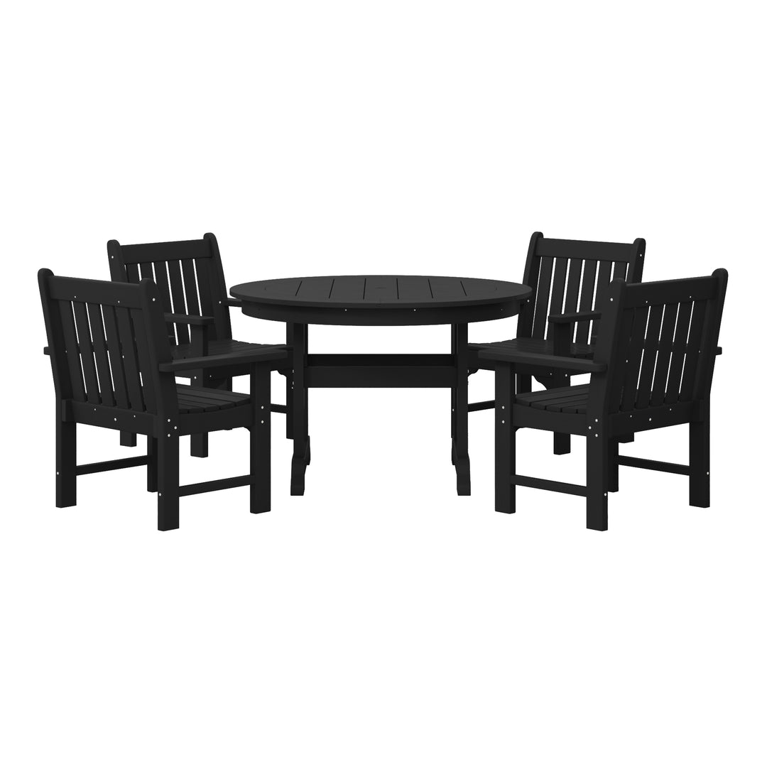 Malibu 5-Piece HDPE Outdoor Patio Chair and Round Table Dining Set