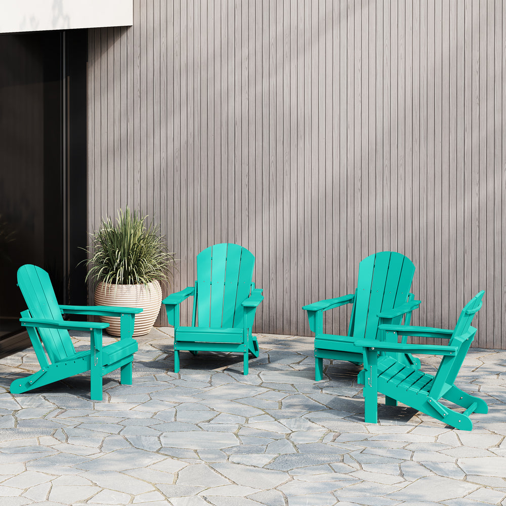 Malibu 4-Piece set outdoor folding Poly Adirondack chair