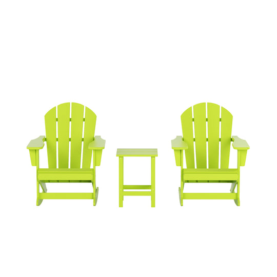 Malibu Westintrends 3-Piece set Outdoor / Patio Poly Adirondack rocking chairs with a side table ( 2 seater )