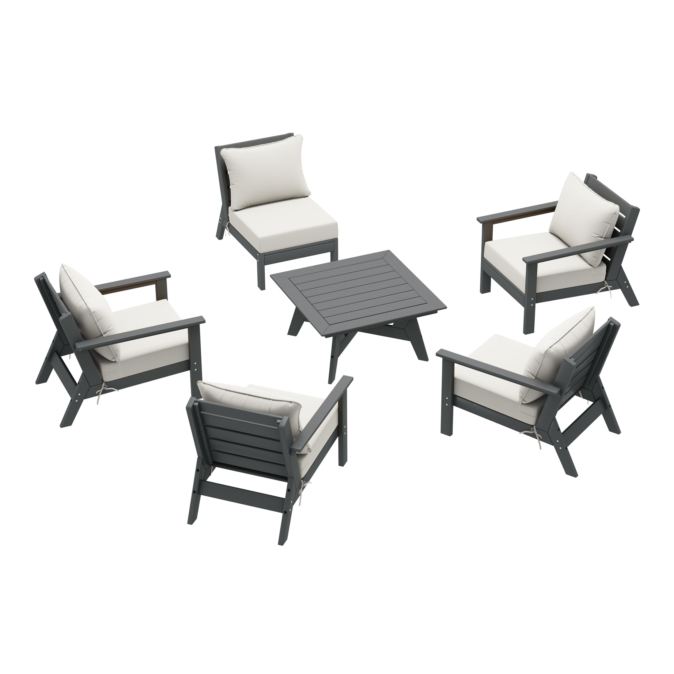 Avalon Outdoor 6-Piece Modular Sectional Patio Furniture Sofa Set in Gray Frame
