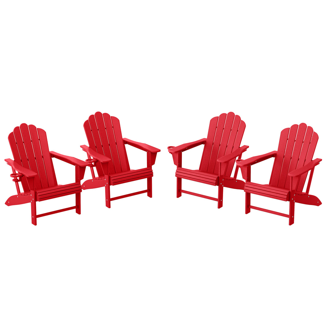 Highland Outdoor Patio HDPE Adirondack Chairs With Cup Holders (Set of 4)