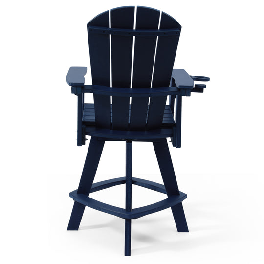 Malibu Outdoor HDPE Swivel Adirondack Bar Height Chair With Cup Holder