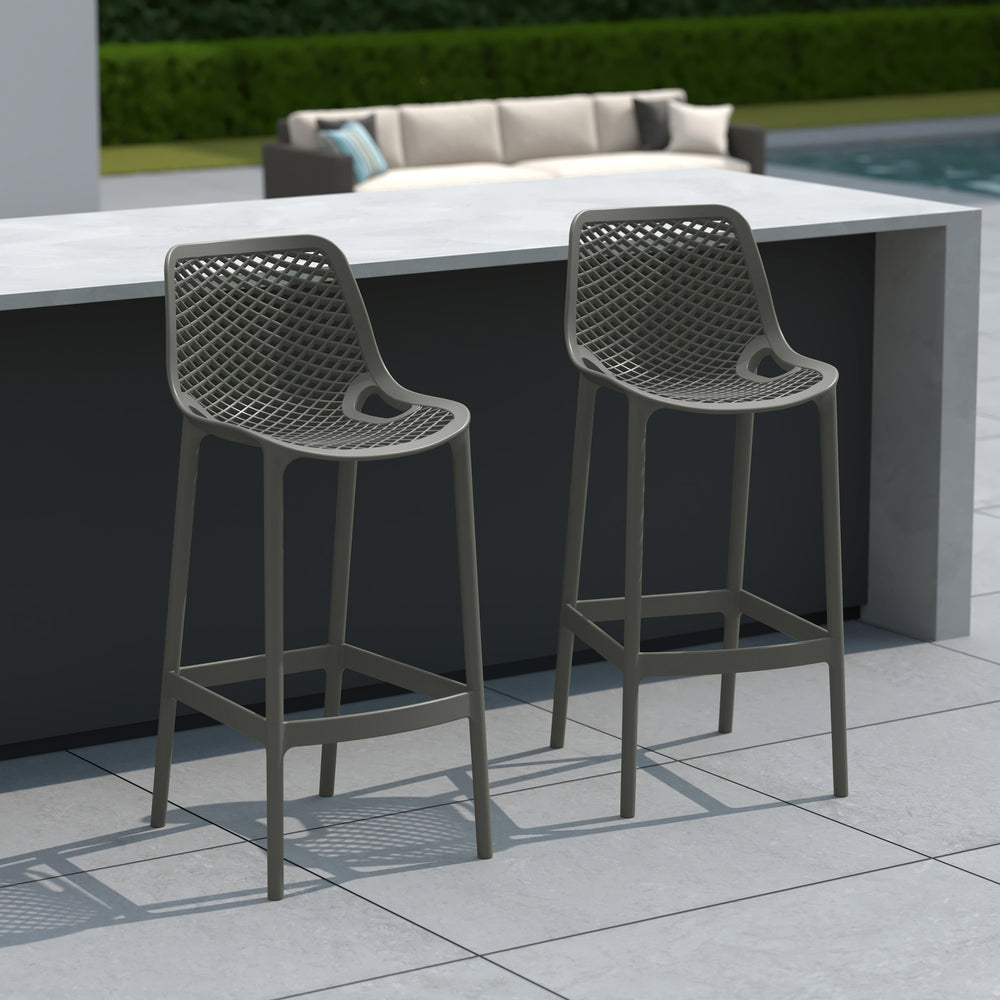 Playa 41.75" Outdoor Modern Polypropylene Plastic Patio Bar Height Stools (Set of 2)