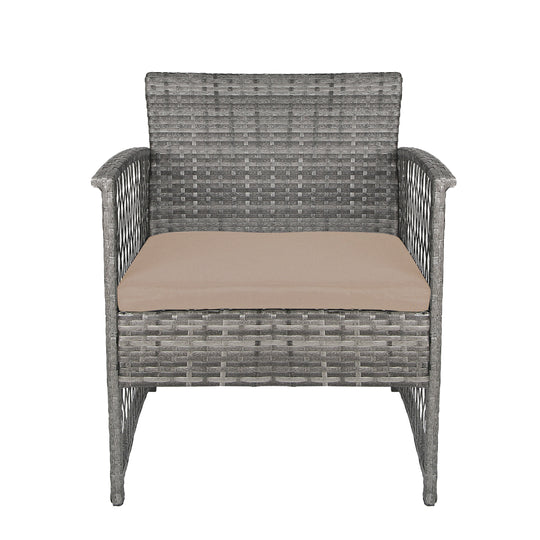 Melvi 4-Piece Outdoor Patio Wicker Conversation Set, Gray