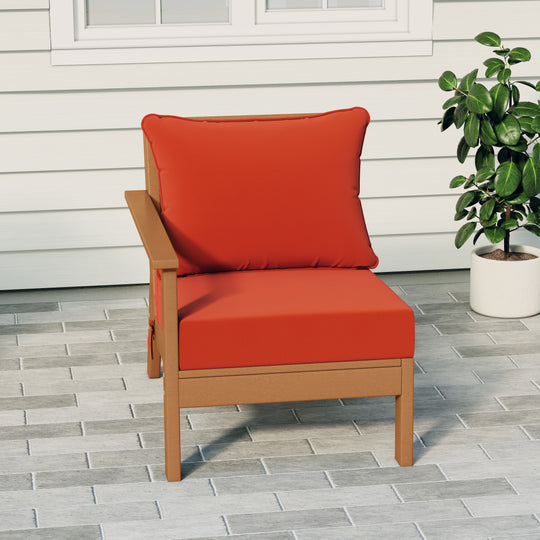 Avalon Outdoor Patio HDPE Left Arm Sectional Corner Club Chair with Patio Cushions