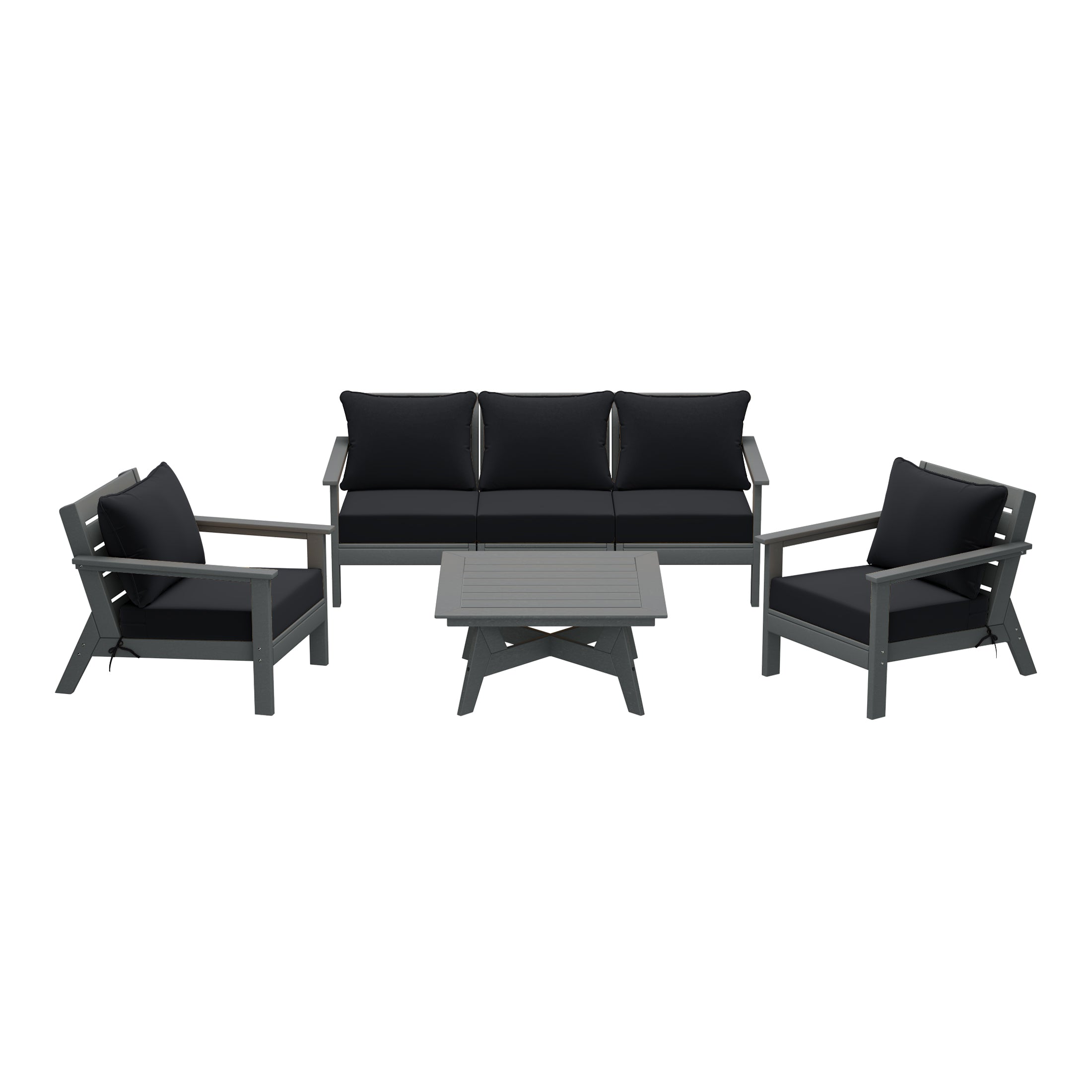 Avalon Outdoor 6-Piece Modular Sectional Patio Furniture Sofa Set in Gray Frame