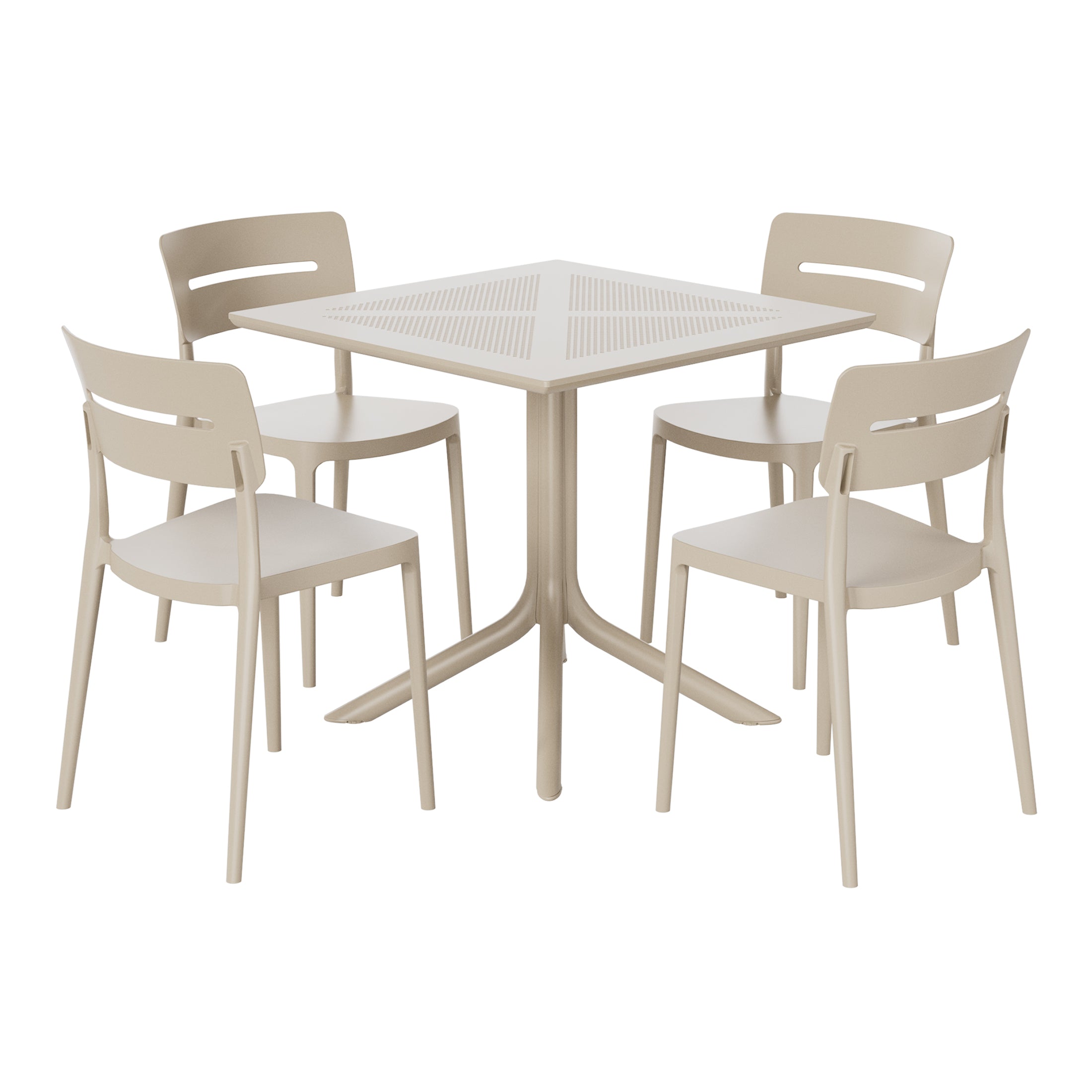 Playa Modern 5-Piece Resin Patio Dining Table Set with Stackable Patio Dining Chairs
