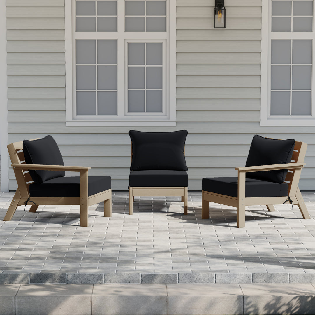 Avalon Outdoor Patio HDPE Sectional Sofa with Patio Cushions