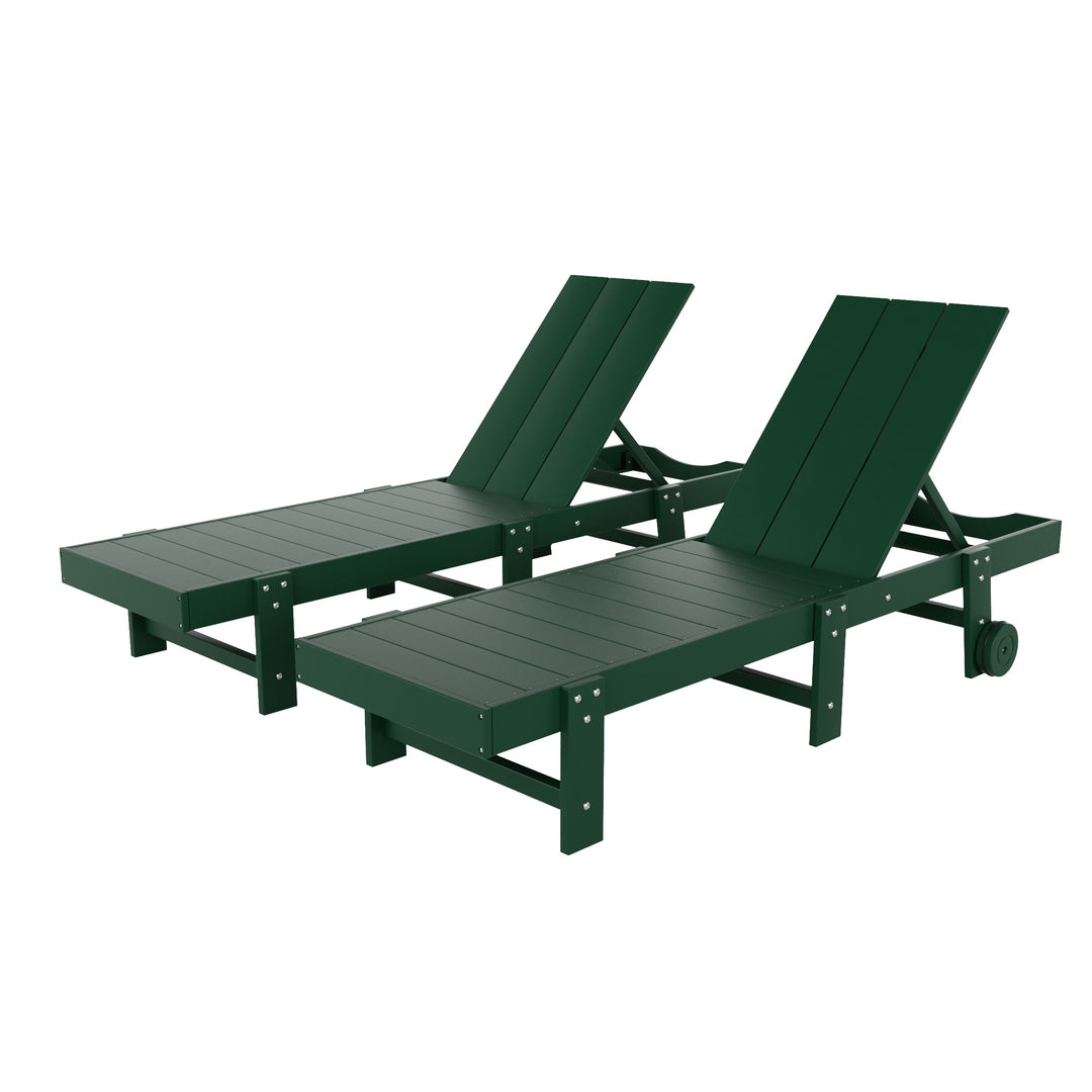 Ashore Modern Poly Reclining Chaise Lounge With Wheels