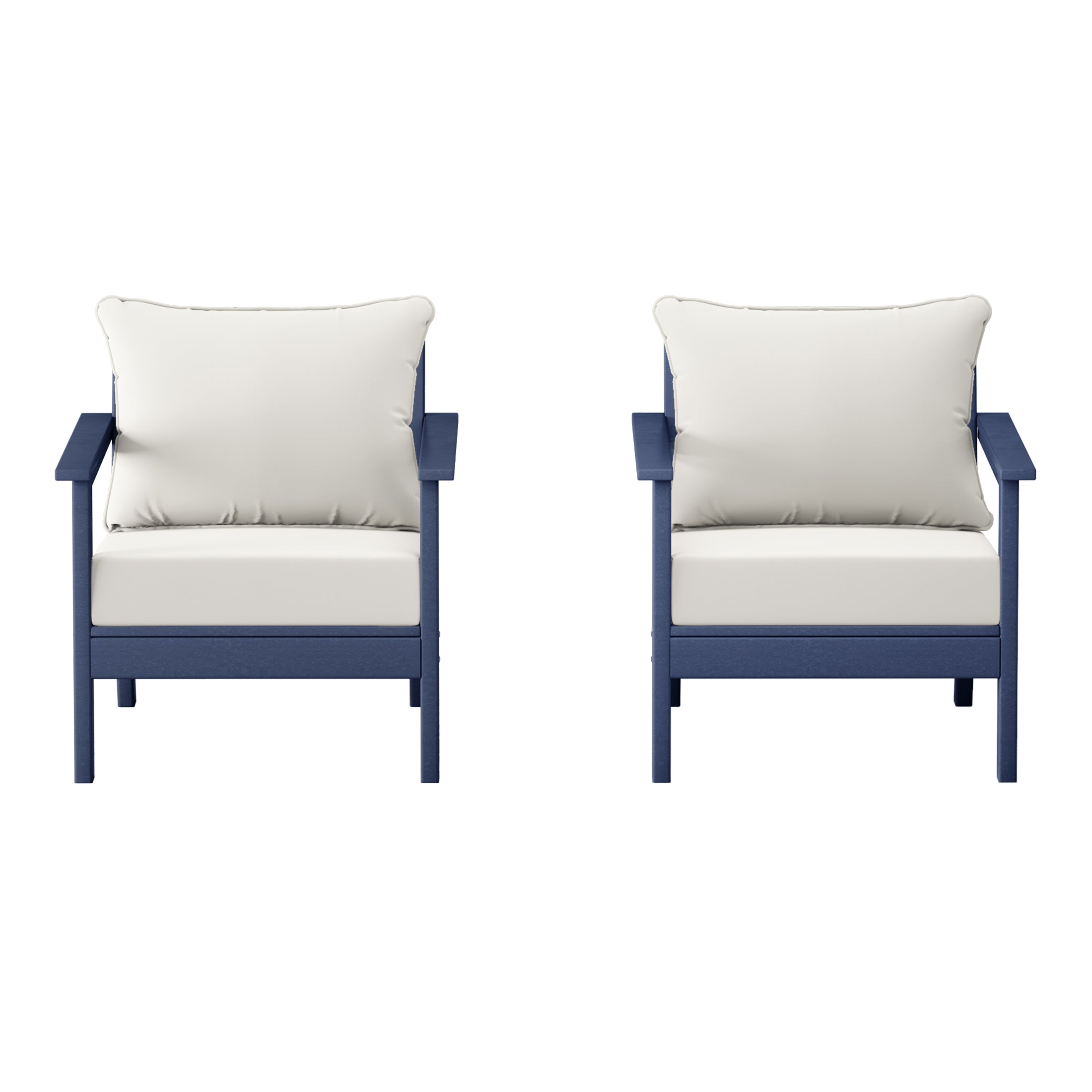 Avalon Outdoor Modern HDPE Patio Club Chairs with Deep Seat Cushions (Set of 2)