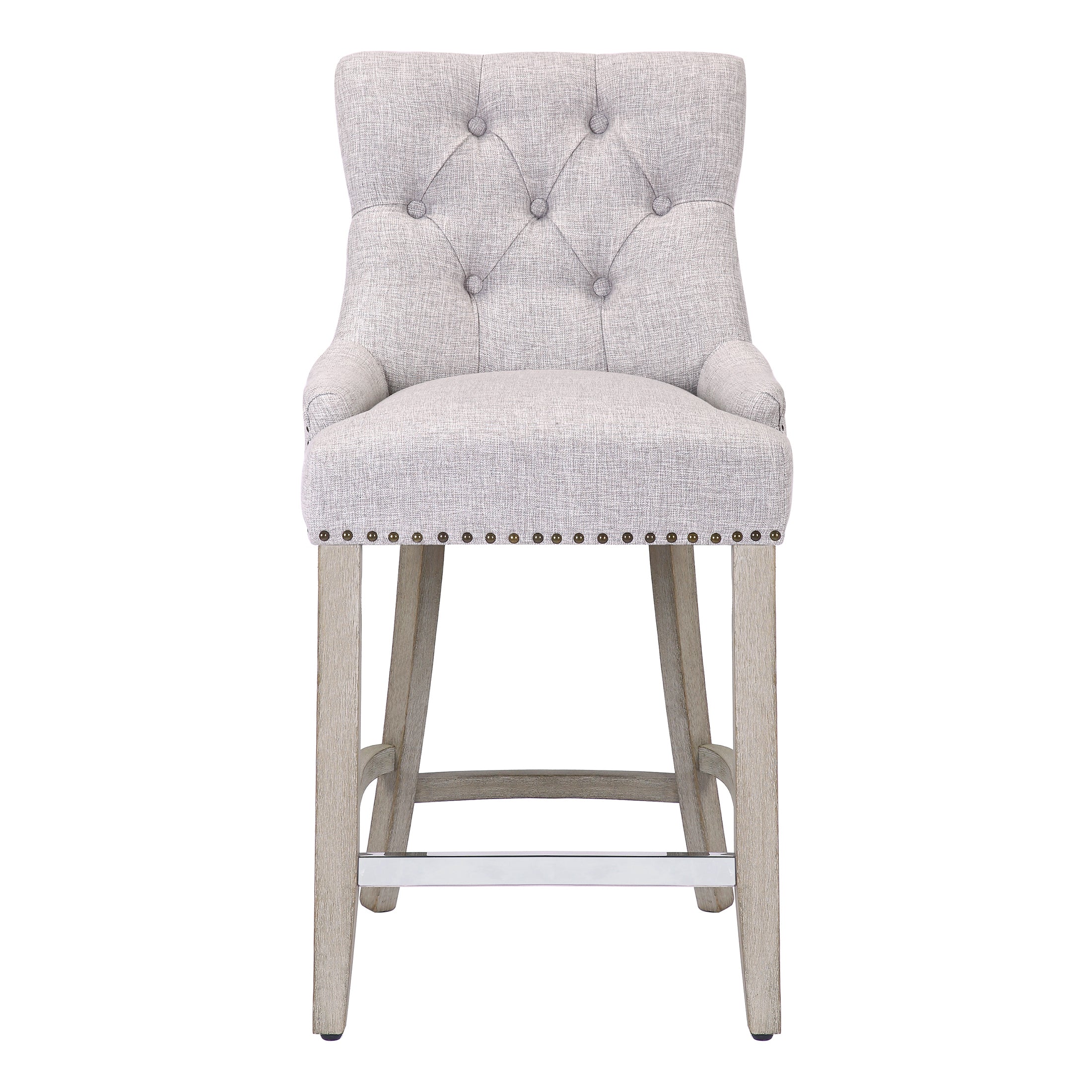 Hayes 24" Upholstered Wood Bar Stool with Tufted Back