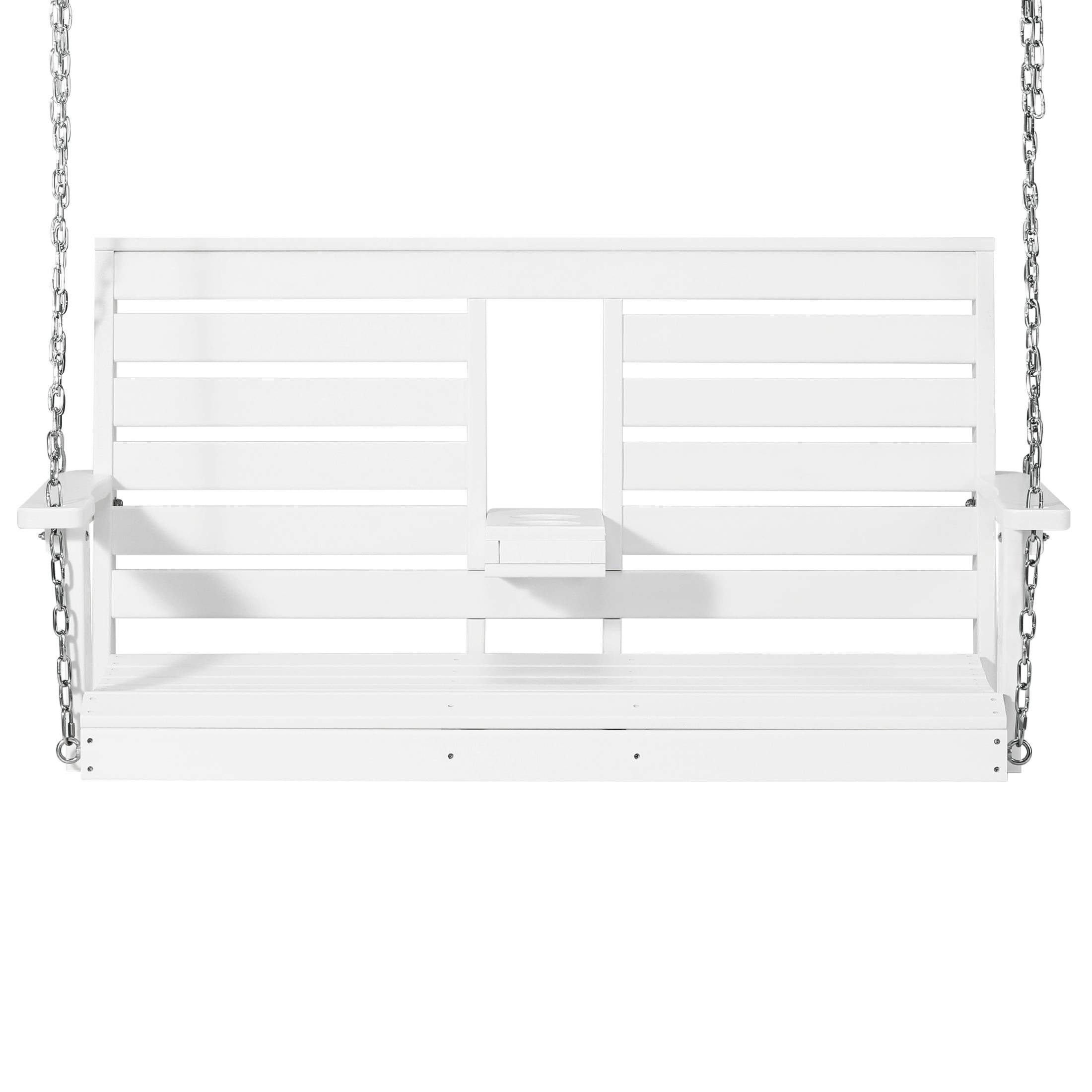 St Charles Outdoor HDPE 54" Front Hanging Porch Swing Bench With Cupholders