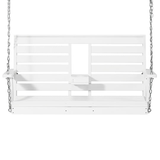 St Charles Outdoor HDPE 54" Front Hanging Porch Swing Bench With Cupholders