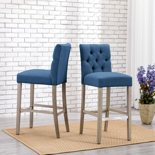 Hayes 29" Linen Fabric Tufted Counter Stool (Set of 2),Antique Gray