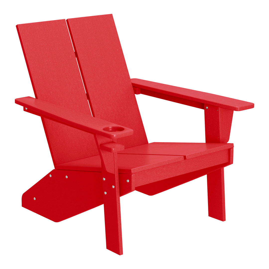 Riviera Outdoor 4-Piece HDPE Modern Adirondack Chairs Set with Folding Patio Ottomans and Cup Holder
