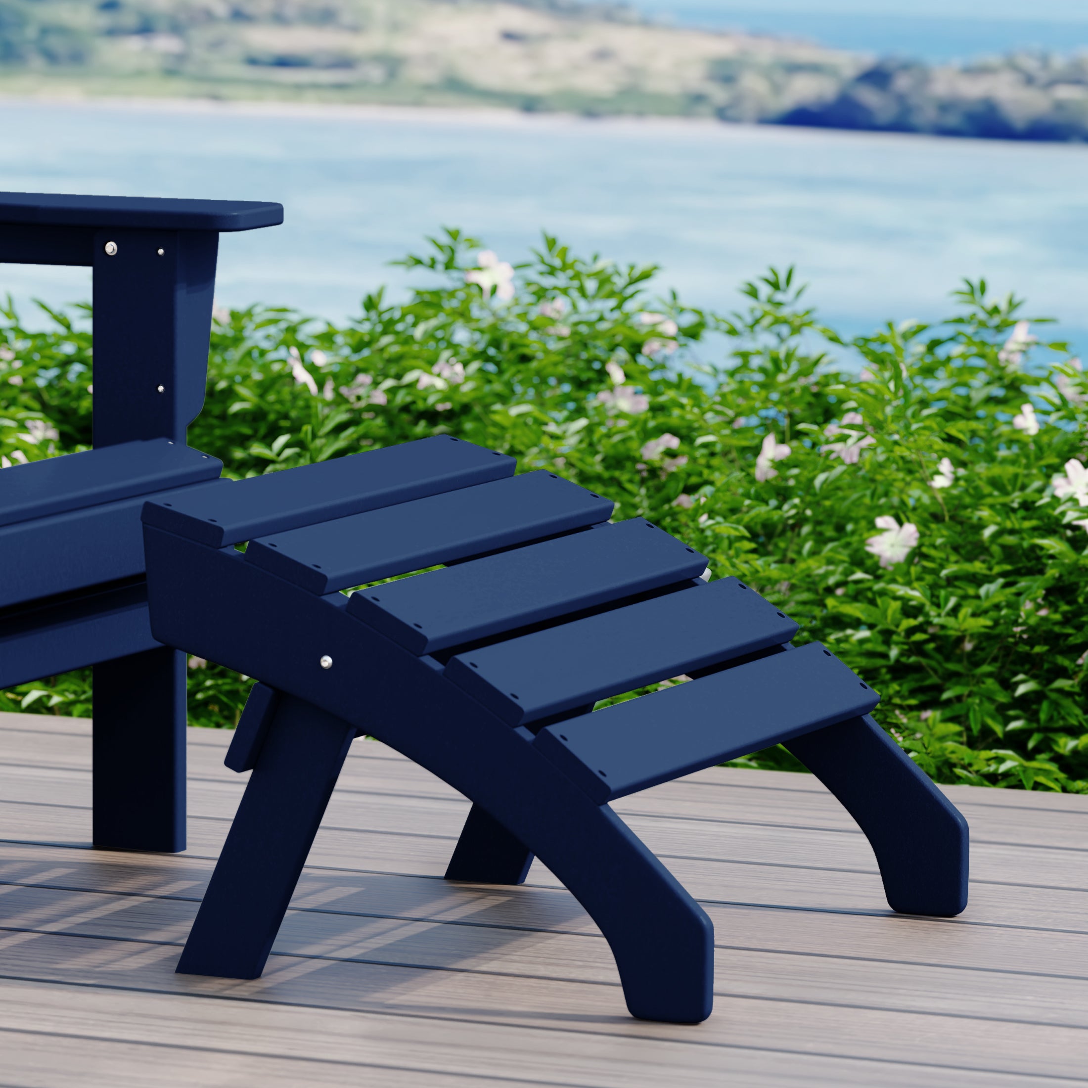 Dylan Outdoor Patio HDPE Adirondack Ottoman Footrest