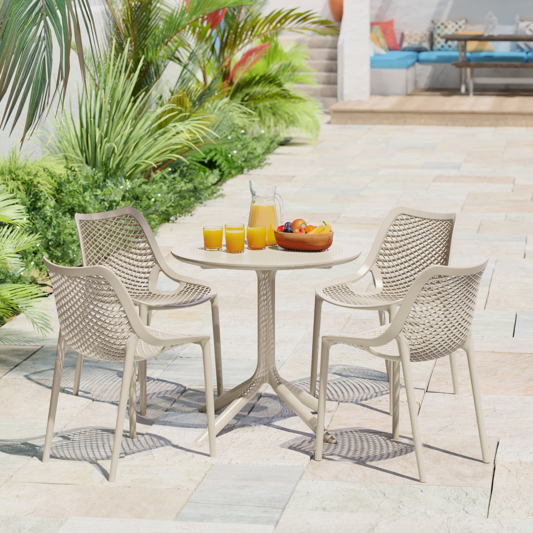 Playa 31.5" Round Plastic Outdoor Patio Dining Table for 4
