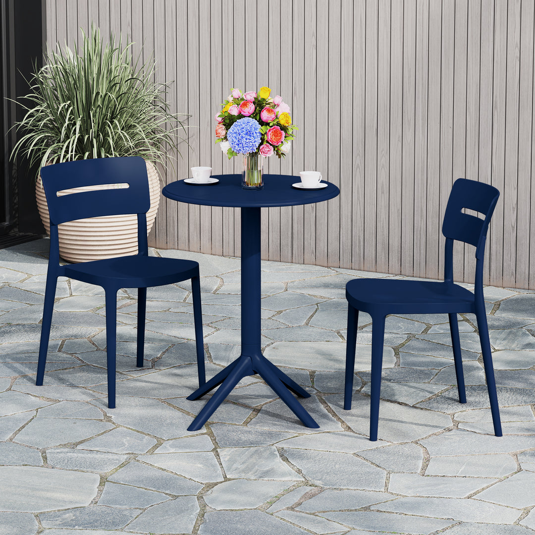 Playa 3-Piece Outdoor Resin Patio Bistro Set with Stackable Patio Dining Chairs