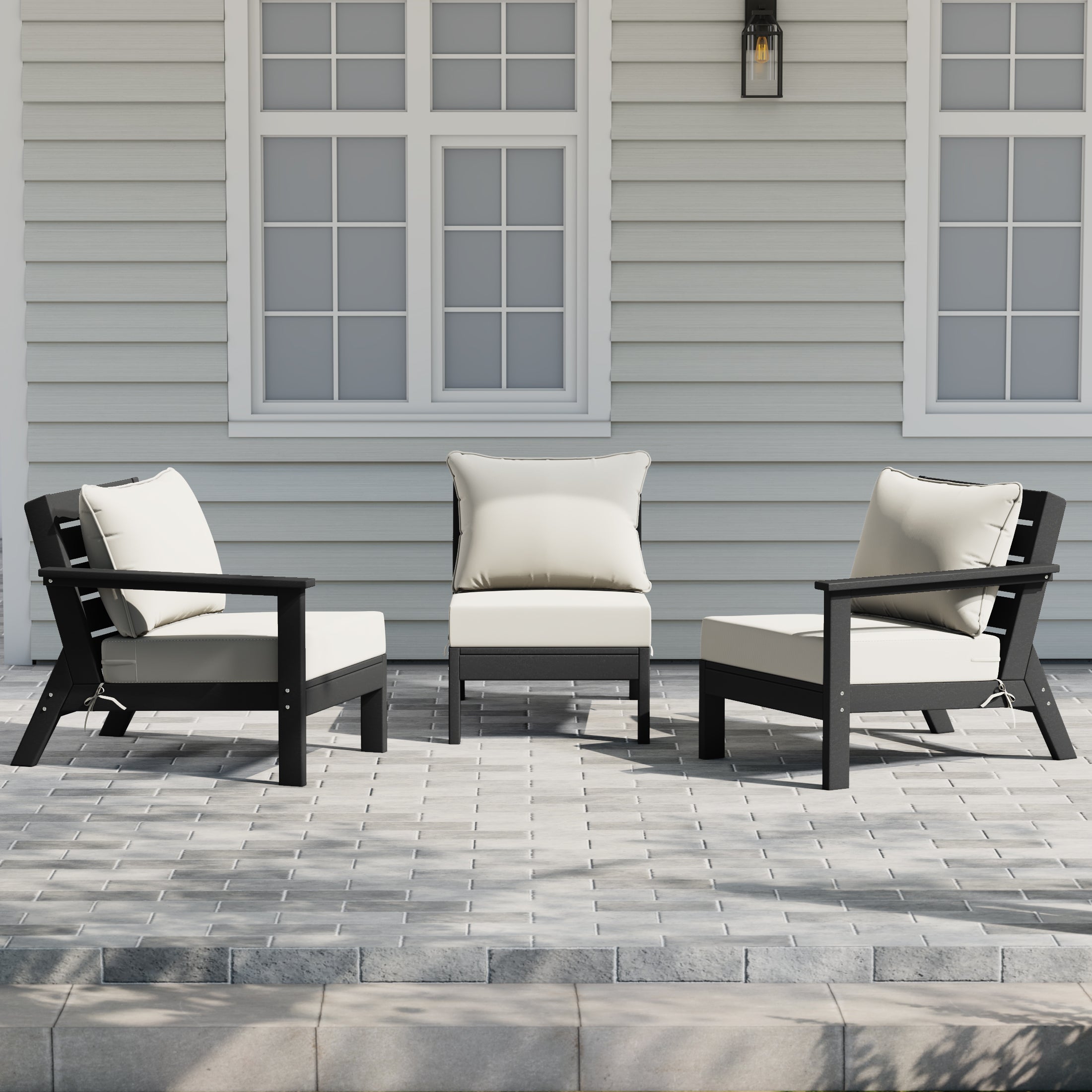 Avalon Outdoor Patio HDPE Sectional Sofa with Patio Cushions