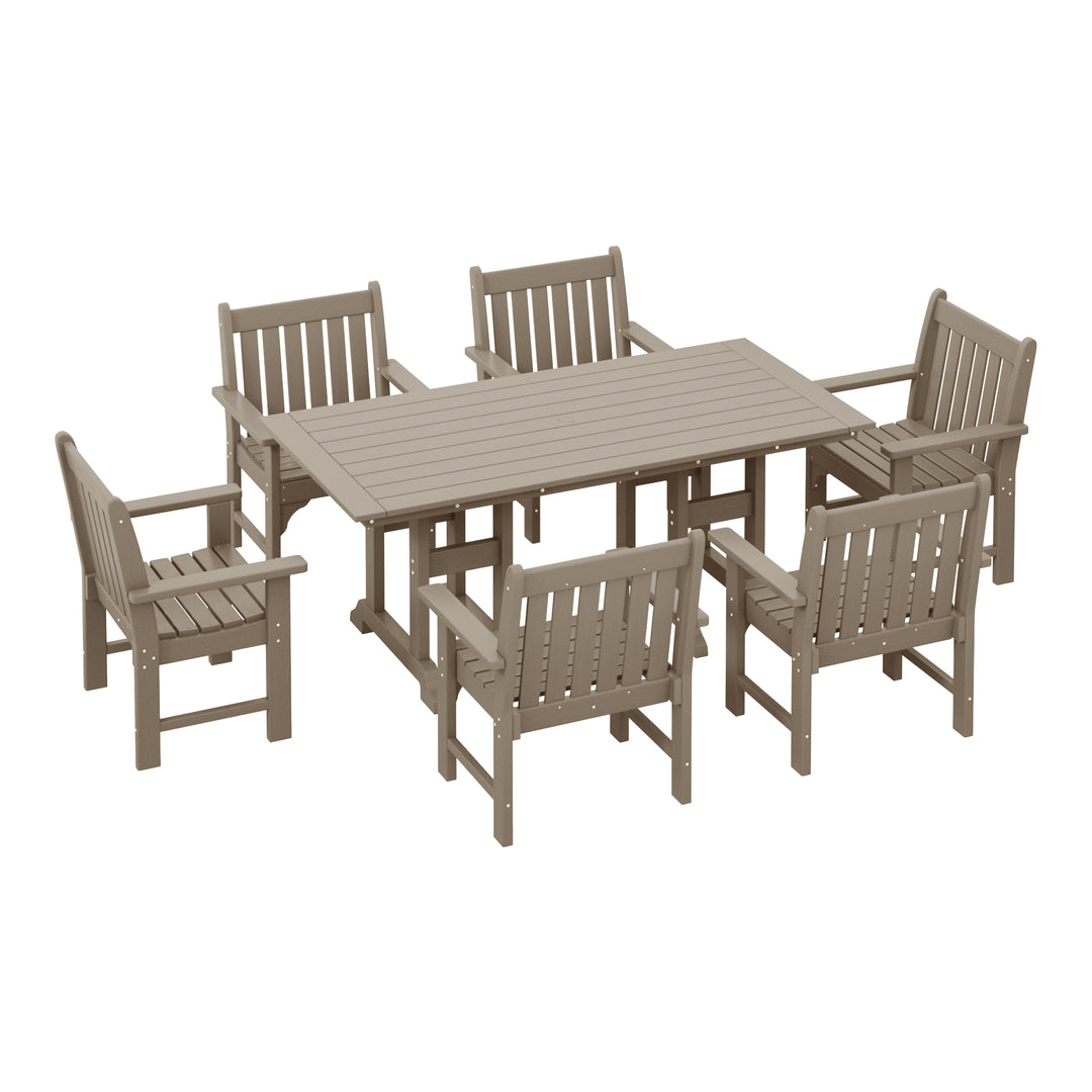 Malibu 7-Piece HDPE Outdoor Dining Patio Table and Chairs Set